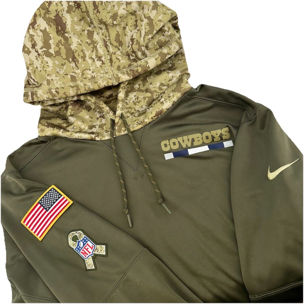 Nike Dallas Cowboys Salute to Service Hoodie Mens Large Olive Green Camo Dri-FIT